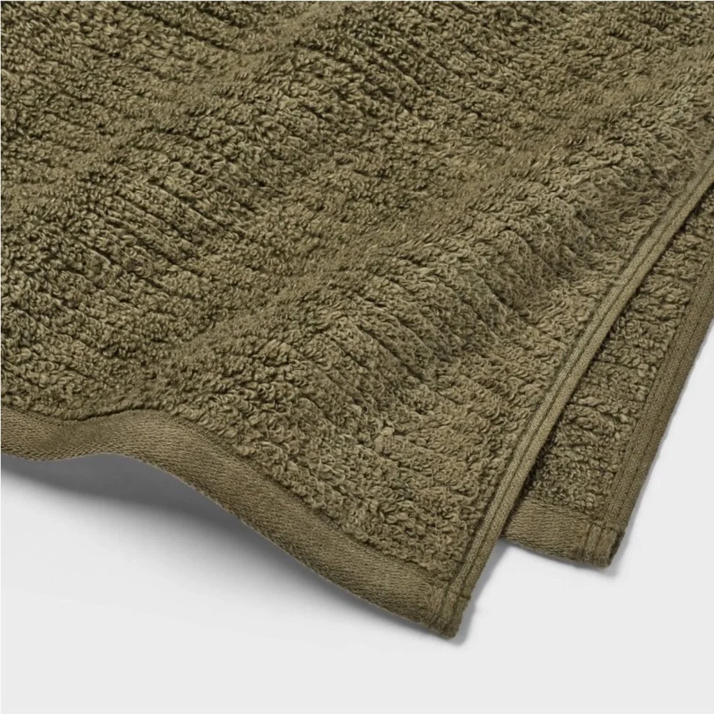 THRESHOLD NWT 4pk quick dry ribbed hand and wash towel set -dark olive green